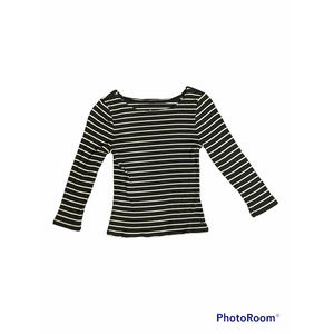 Vintage Pullover Shirt Soft & Sexy 1/2 Length Sleeves Medium Black White Stripes